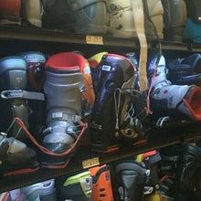 Load image into Gallery viewer, Beginner Salomon Split entry comfort fit Ski boots 27.5 mens 9.5 womans 10.5rear
